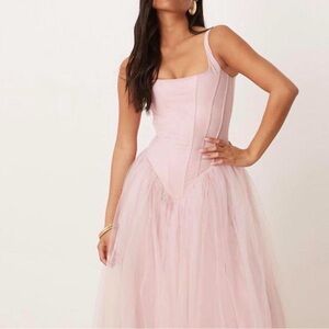 ASOS Blush Pink Tulle Corset Prom Dress